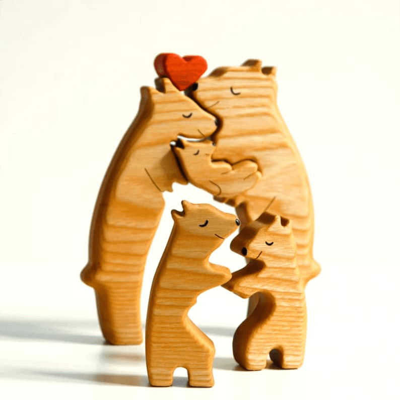We Are One Wooden Bear Family Puzzle - Gift for Family Members, Parent, Grandparent, Mom and Dad, Grandma & Grandpa, Mother's Day, Father's Day