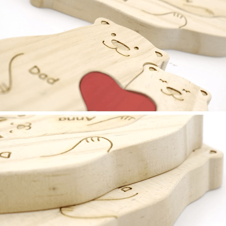 Family Wooden Hug Bears Puzzle - Gift for Family Members, Parent, Grandparent, Mom and Dad, Grandma & Grandpa, Mother's Day, Father's Day