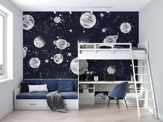 Planets in Space Wallpaper | Kitchen + Metal