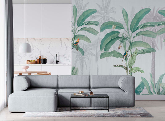 Tropical Banana Leaves Wallpaper Mural | Kitchen + Metal