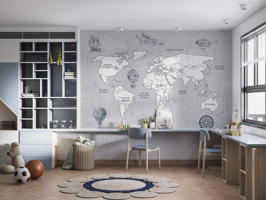 Vintage World Map | Kitchen + Metal