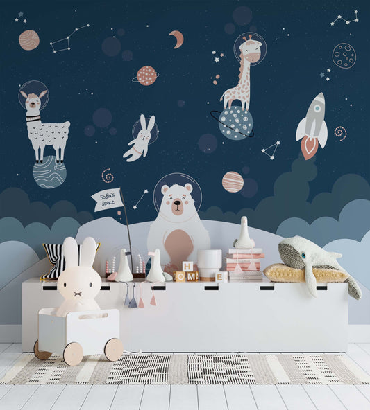 Animals in Space Mural | Kitchen + Metal