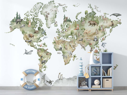 Wildlife World Map | Kitchen + Metal