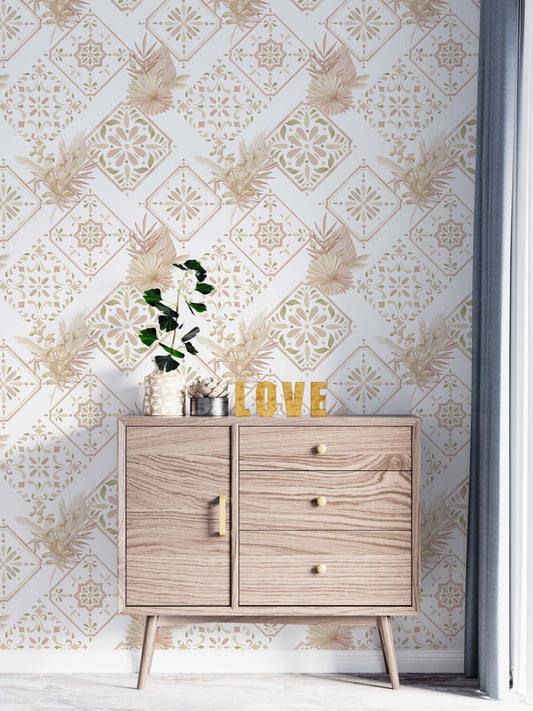 Moroccan tile wallpaper | Kitchen + Metal