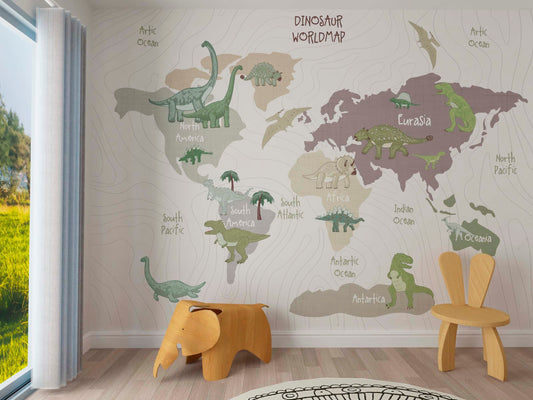 Dinosaur World Map | Kitchen + Metal