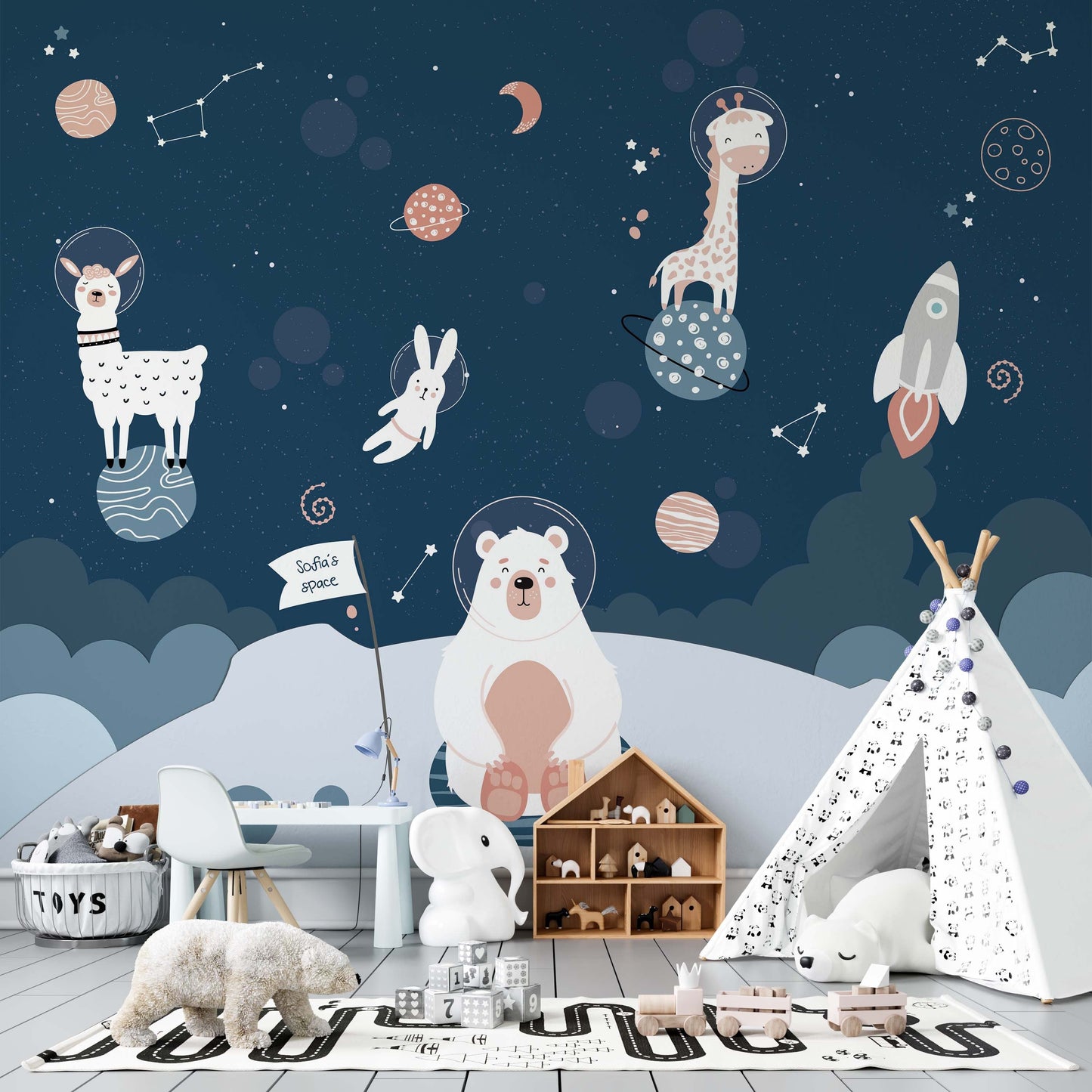 Animals in Space Mural | Kitchen + Metal