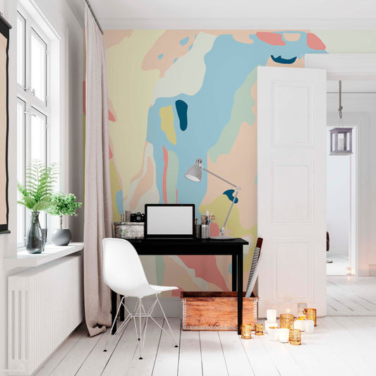 Colorful organic shaped wallpaper