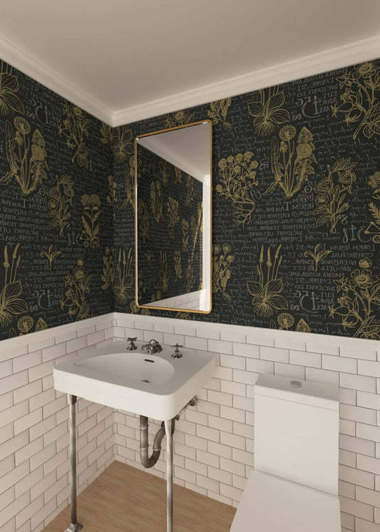 Vintage botanical wallpaper | Kitchen + Metal
