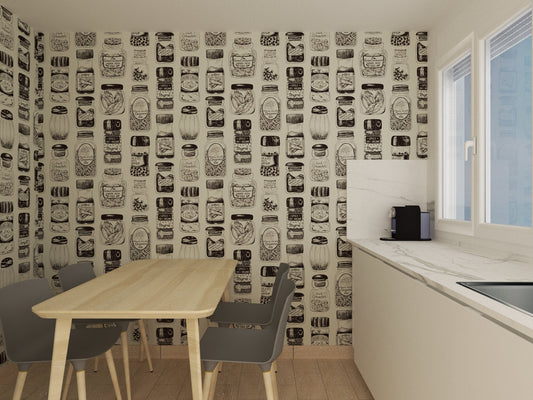 Kitchen Vintage Spice Rack Wallpaper | Kitchen + Metal