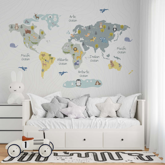 World Map with Animals | Kitchen + Metal