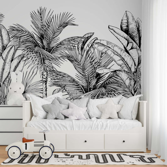 Black and white tropical trees | Kitchen + Metal