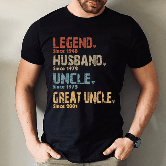 Legend, Husband, Dad And Papa Since - Family Personalized Unisex T-shirt, Hoodie, Sweatshirt - Custom Father's Day, Birthday Gift For Dad, Grandpa
