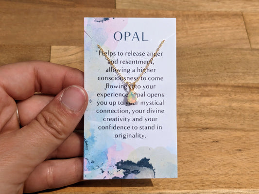 Faceted White Fire Opal 14k Gold Necklace