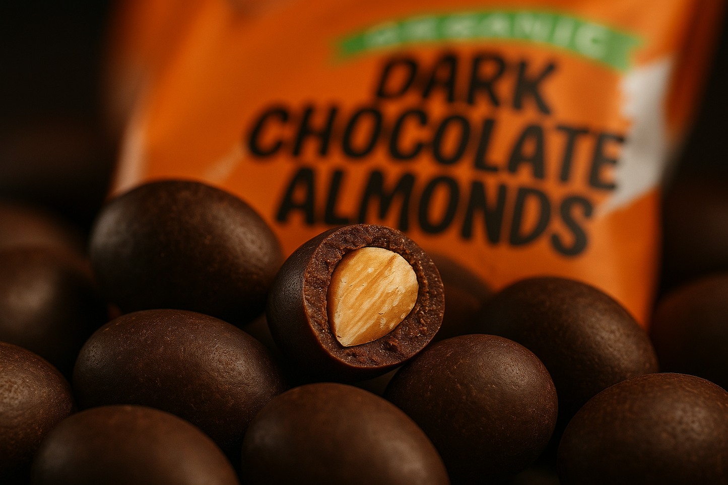 Dark Chocolate covered almond out-of-the package