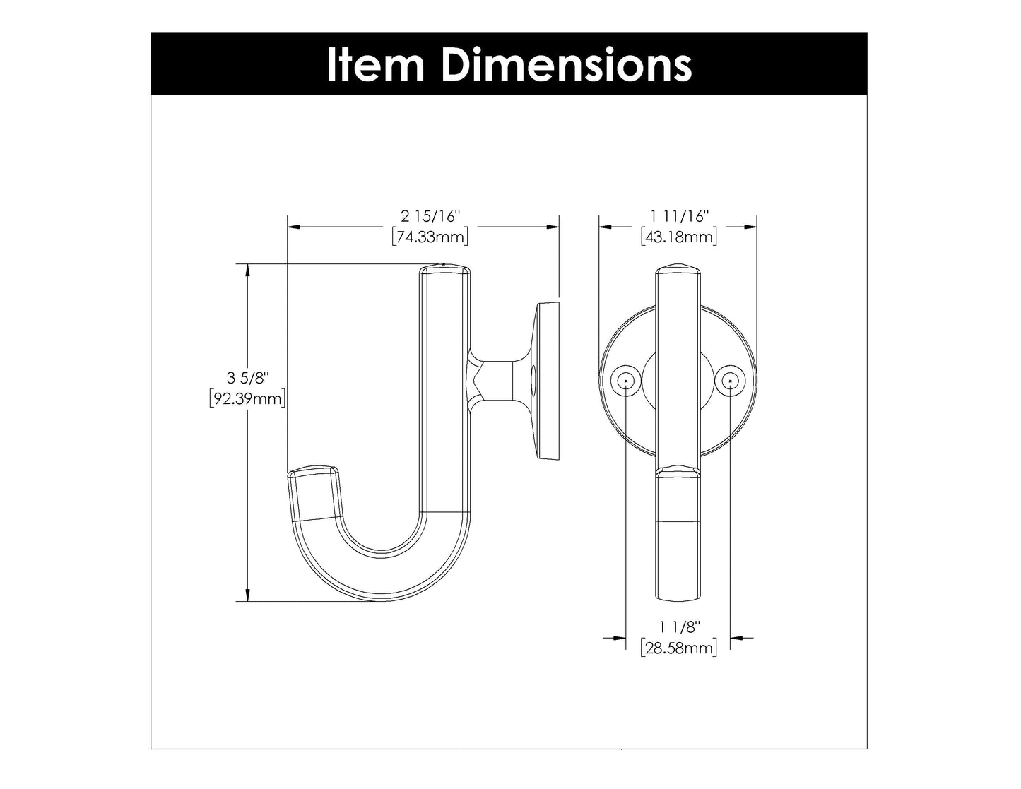 1-1/8 Inch Center to Center Woodward Hook