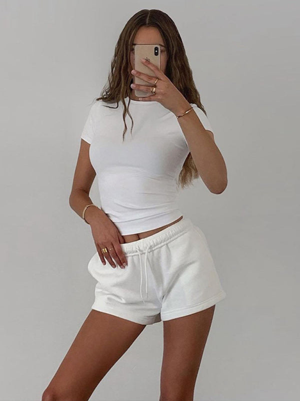 Women's Solid Color Round Neck Short Sleeve Basic T-Shirt - Essential Wardrobe Staple