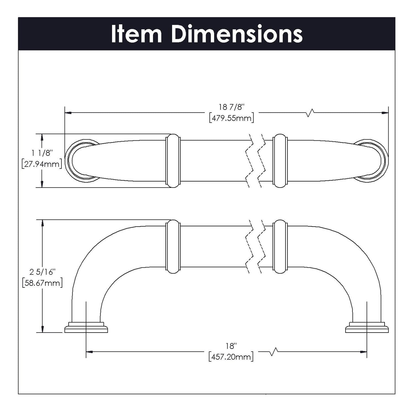 18 Inch Center to Center Cottage Appliance Pull