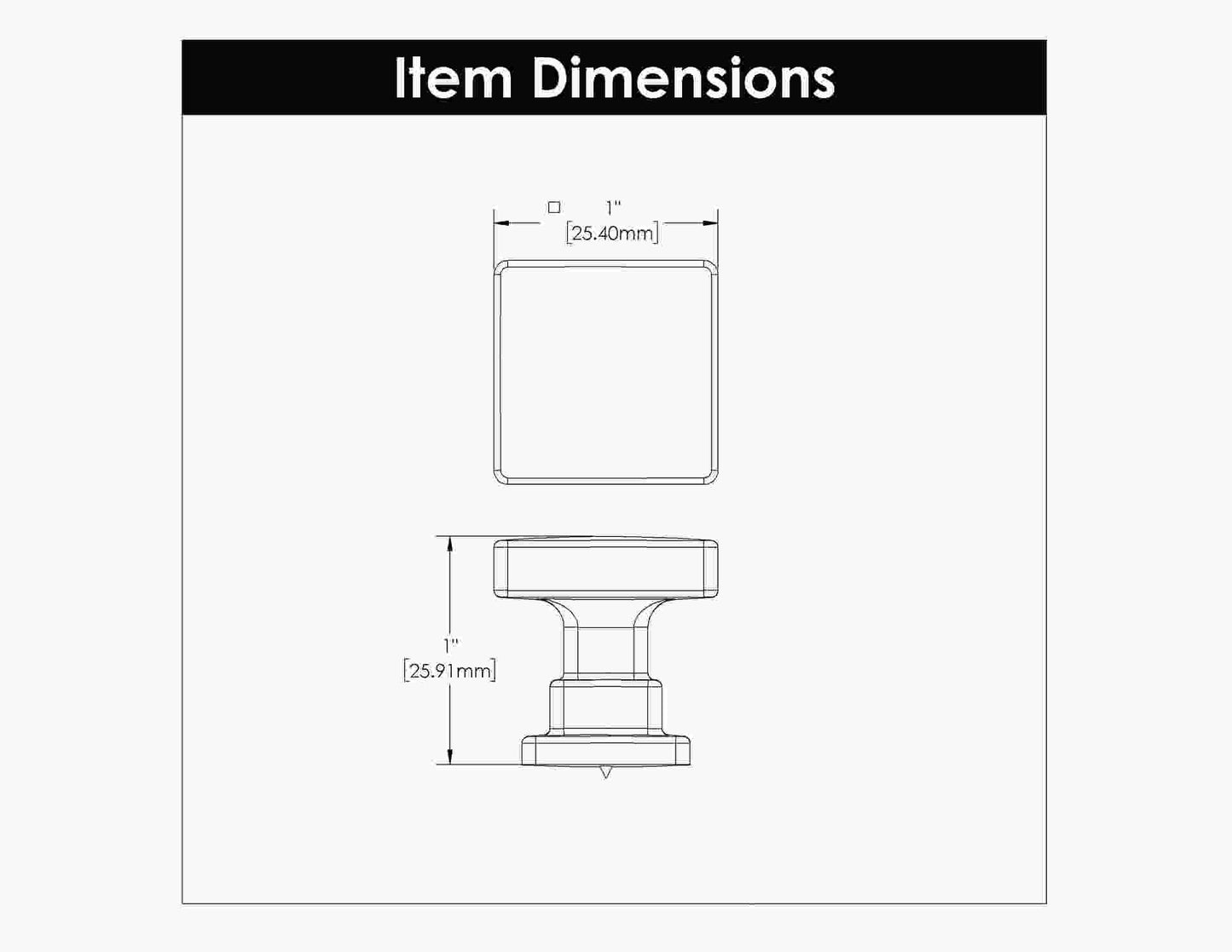 1 Inch Square Brighton Square Knob