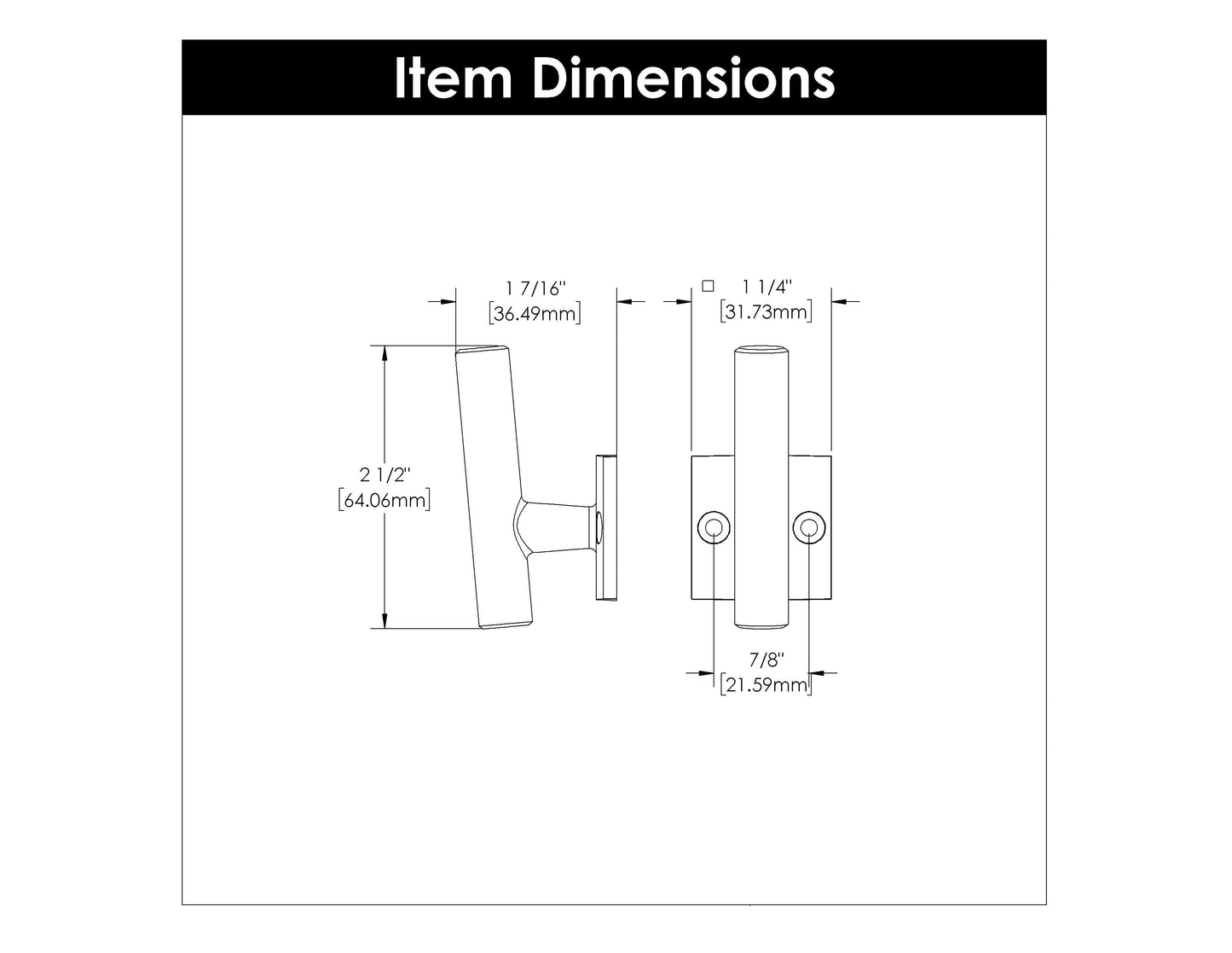 7/8 Inch Center to Center Bar Pulls Hook