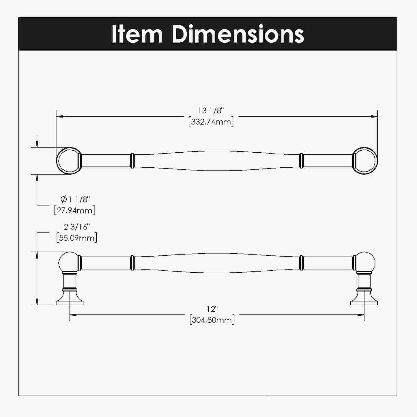 12 Inch Center to Center Fuller Appliance Pull