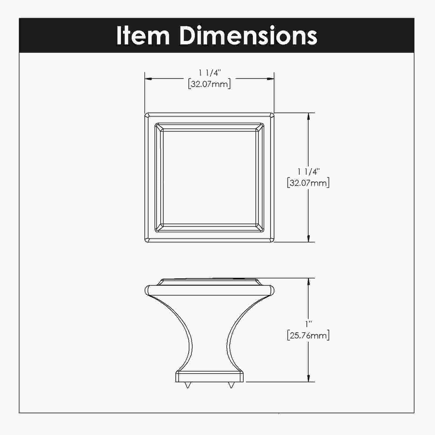 1-1/4 Inch Square Studio II Square Knob