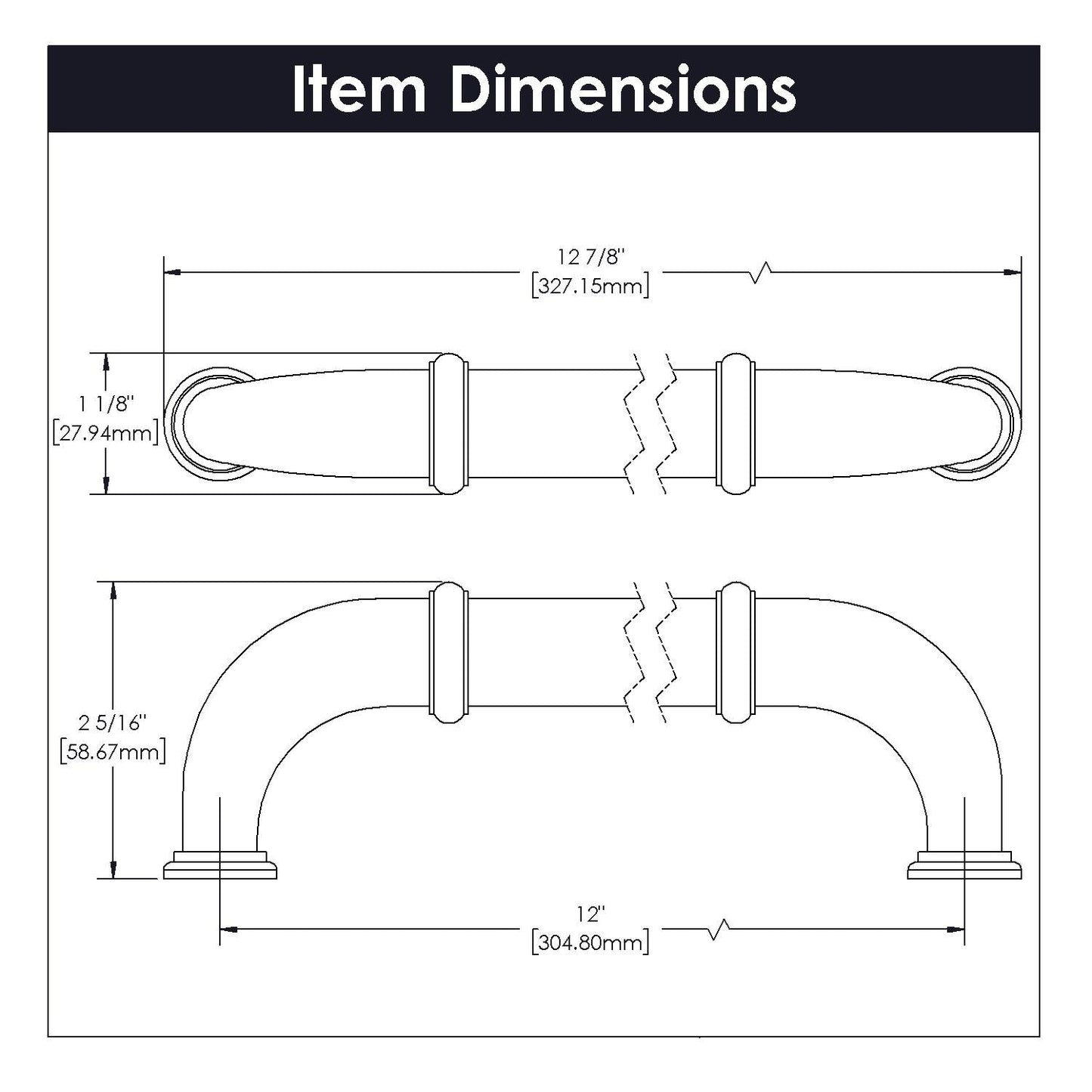 12 Inch Center to Center Cottage Appliance Pull