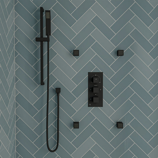 ALFI brand AB2801 3-Way Thermostatic Valve Shower Mixer Square Knobs