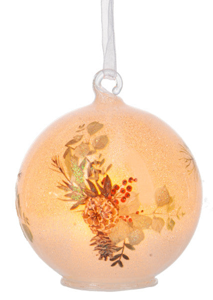 Cardinal Frost LED Glow Ornament - Pinecones