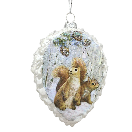 Glass Frosted Pinecone Ornament -