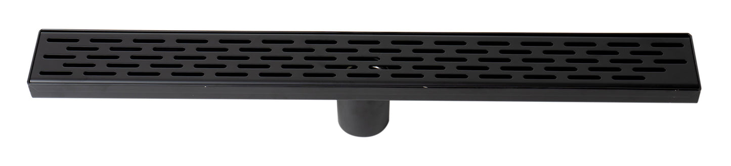 ALFI brand ABLD24C ABLD24C-BM 24" Black Matte Stainless Steel Linear Shower Drain with Groove Holes