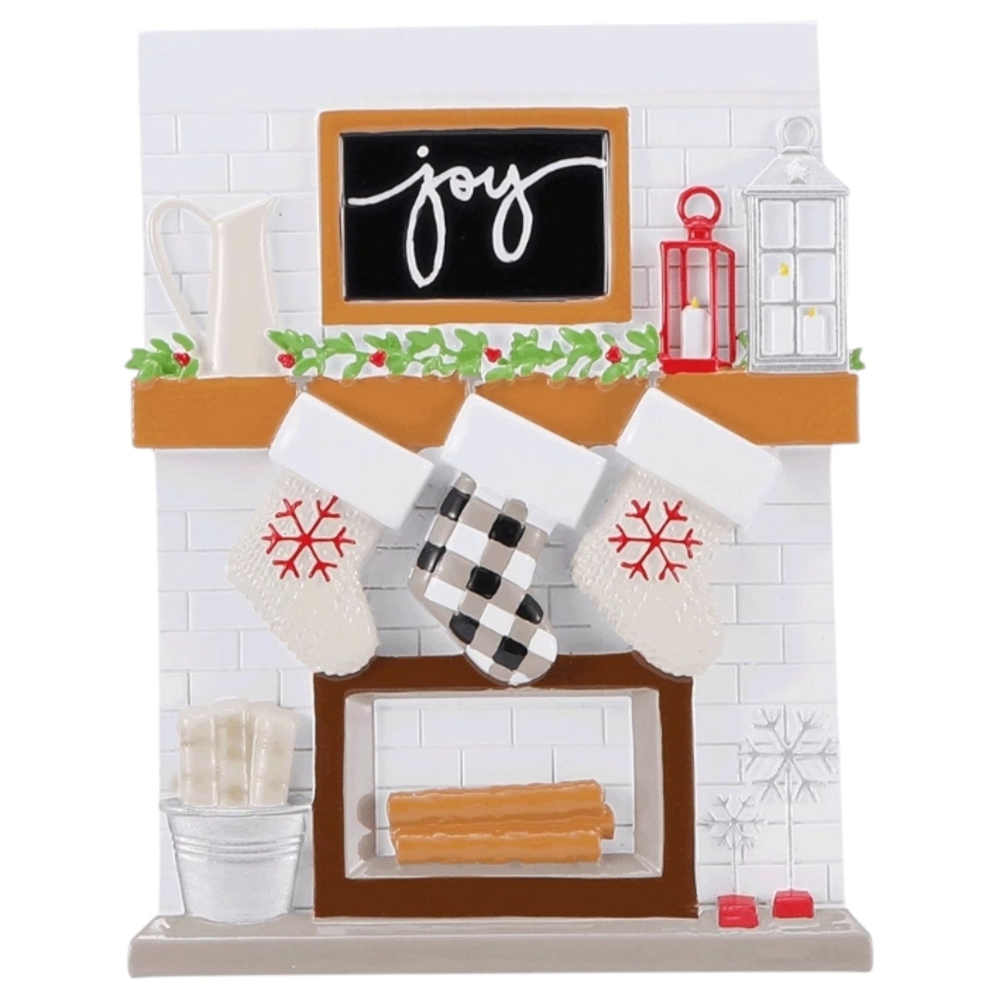 Fireplace Mantle Family of 3 Ornament