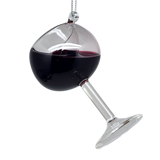 Glass Wine Glass Ornament - Cabernet