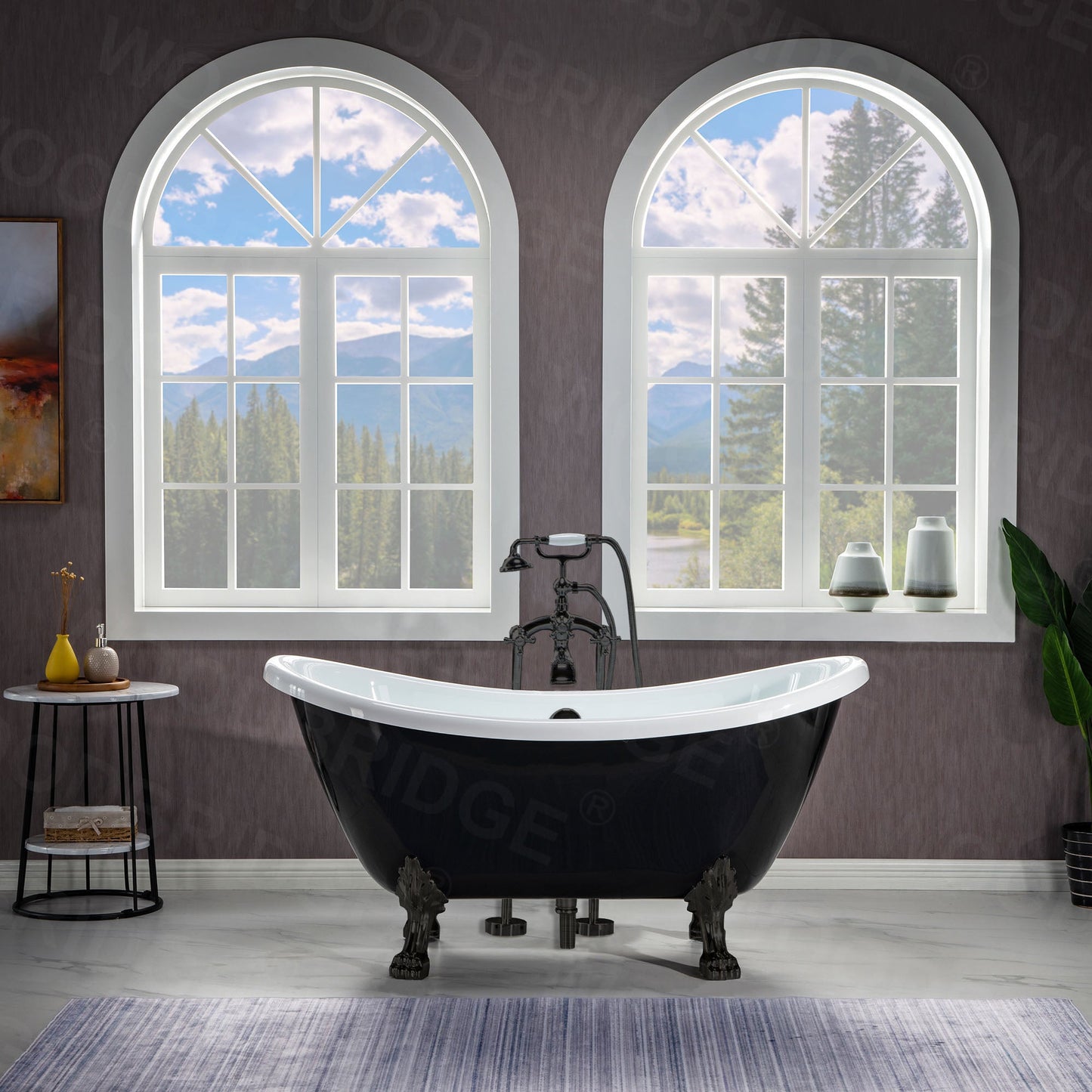 WOODBRIDGE 59" Heavy Duty Acrylic Double Slipper Clawfoot Bath Tub