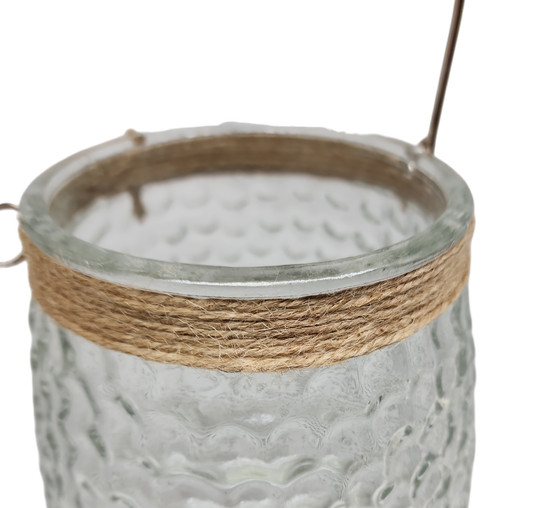 Pebbled Glass Candle Holder - 8 Inch