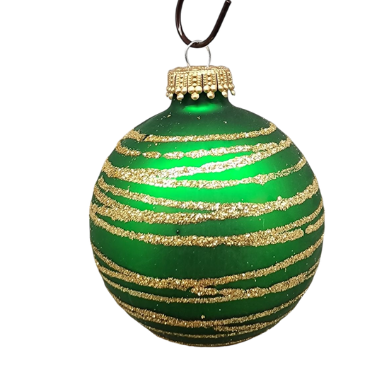 Krebs Value Glass Ornament 4 pack - Red and Green Swirl