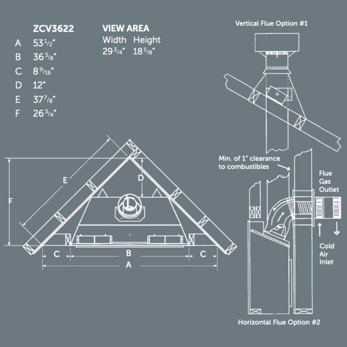 Kingsman Solara II ZCV 36" Zero Clearance Clean View Direct Vent Gas Fireplace (SAK85793)