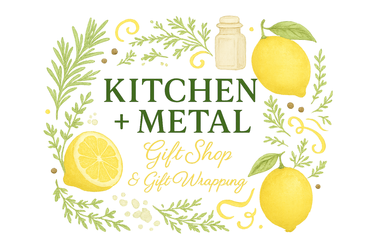 Kitchen + Metal Wrapping Paper: Lemon & Seasoning