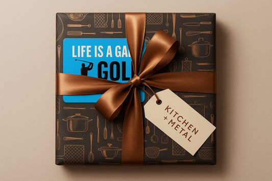 Kitchen + Metal Gift Wrapped Golf Sign