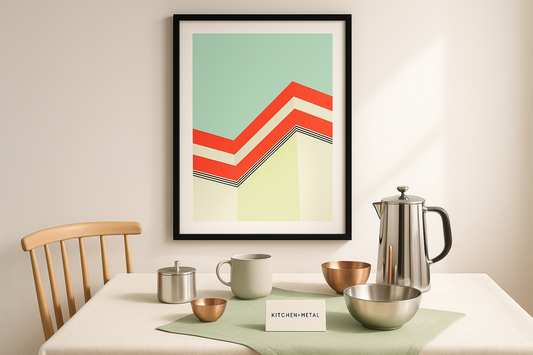 Kitchen + Metal Lifestyle with Geometric Art - Dining Scene