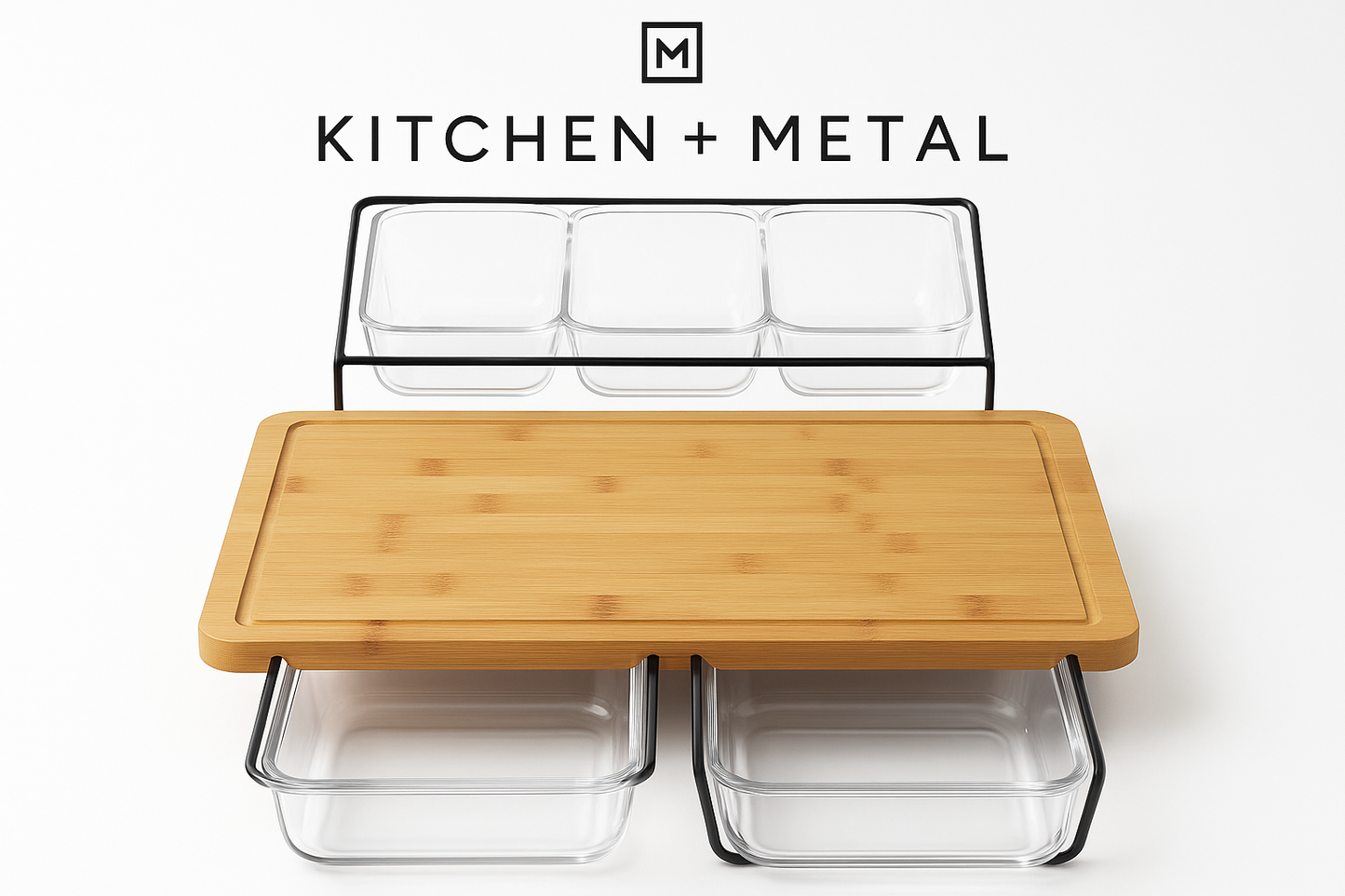 Kitchen + Metal Meal Prep Cutting Board System