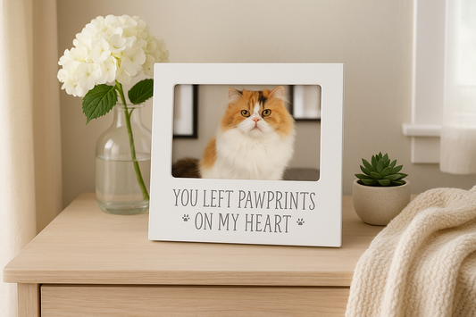 Kitchen + Metal Pet Memorial Frame - Bedroom Lifestyle