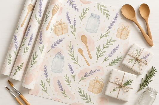 Kitchen + Metal Whimsical Watercolor Pattern Wrapping Paper