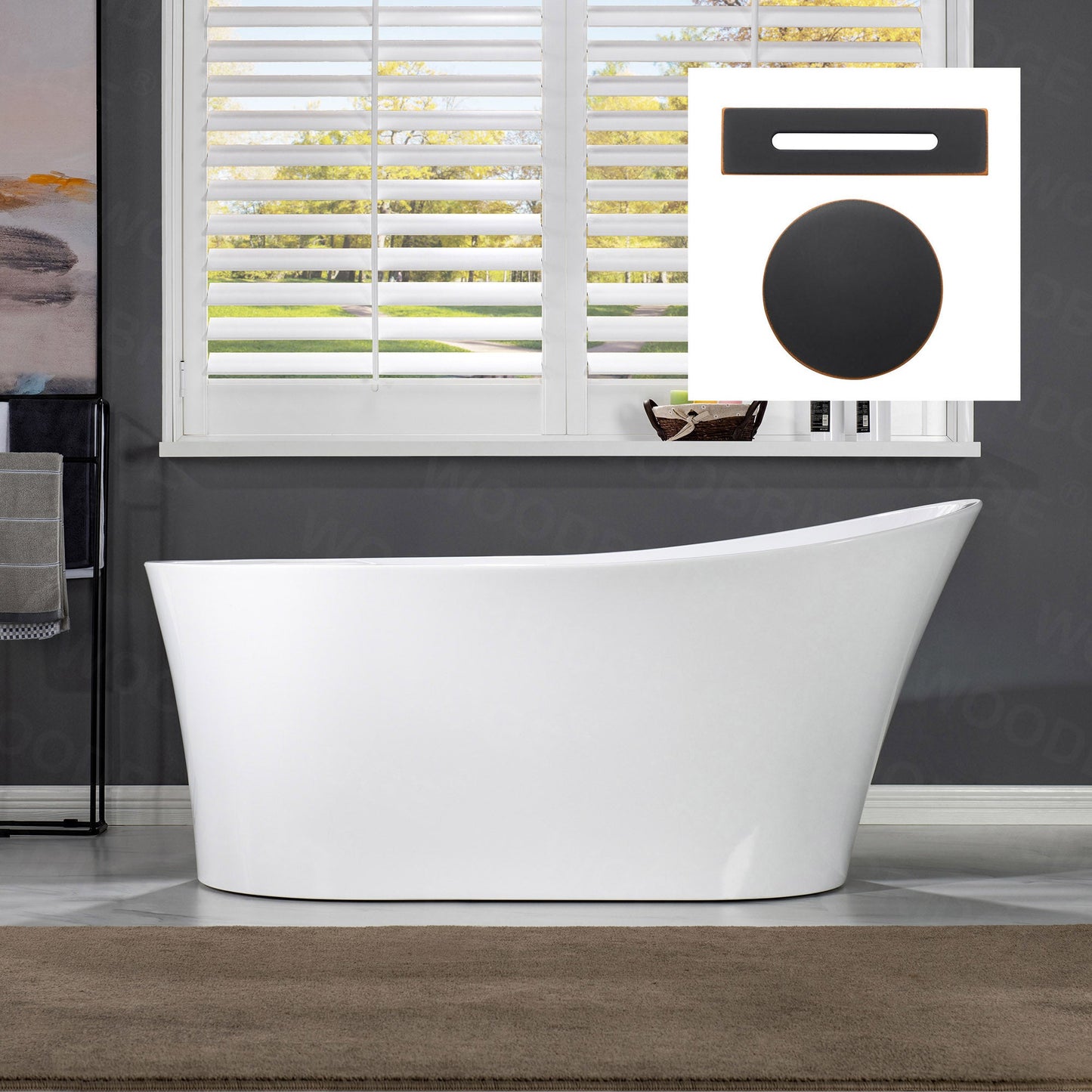 WOODBRIDGE 67" Acrylic Freestanding Bathtub Contemporary Soaking Tub