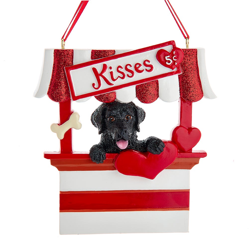 Dog Kisses - Kissing Booth Ornament - Black Lab