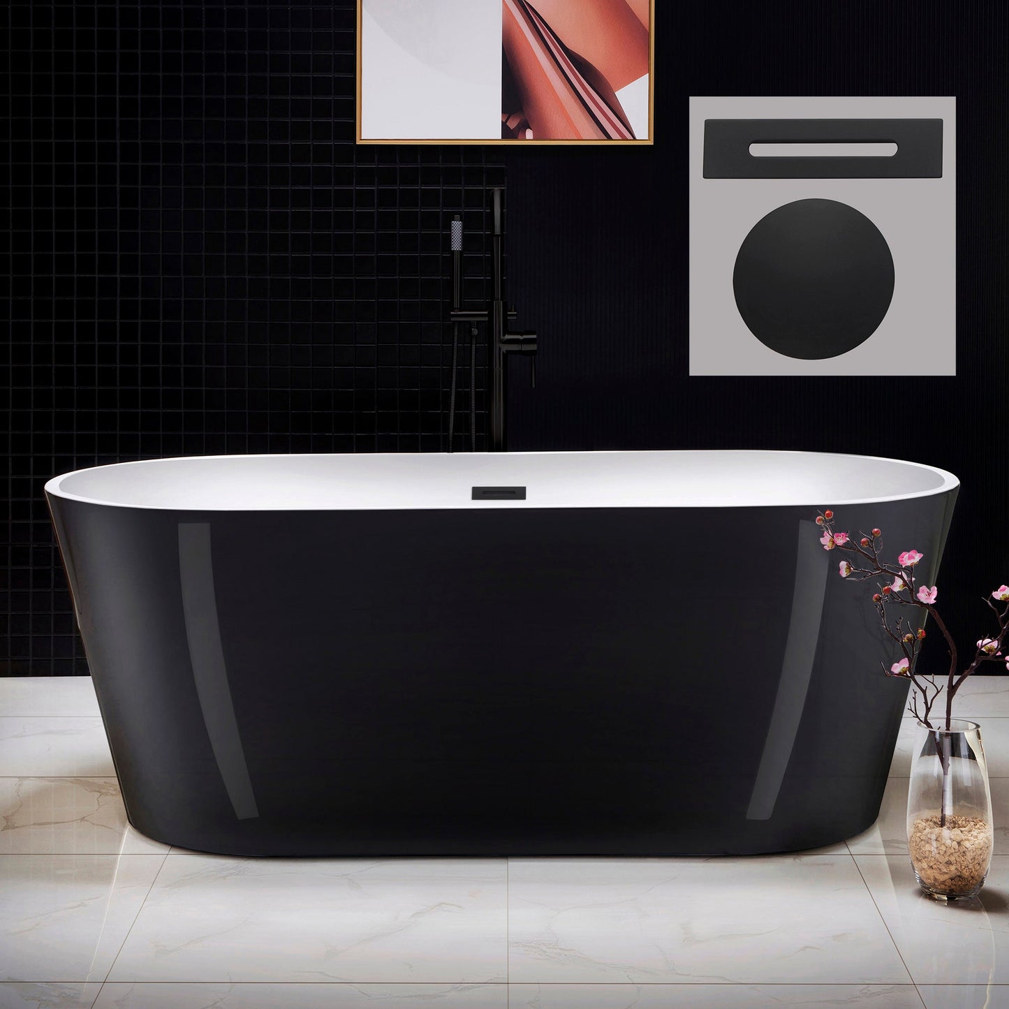WOODBRIDGE B-1813 67" Acrylic Freestanding Bathtub Contemporary Soaking Tub