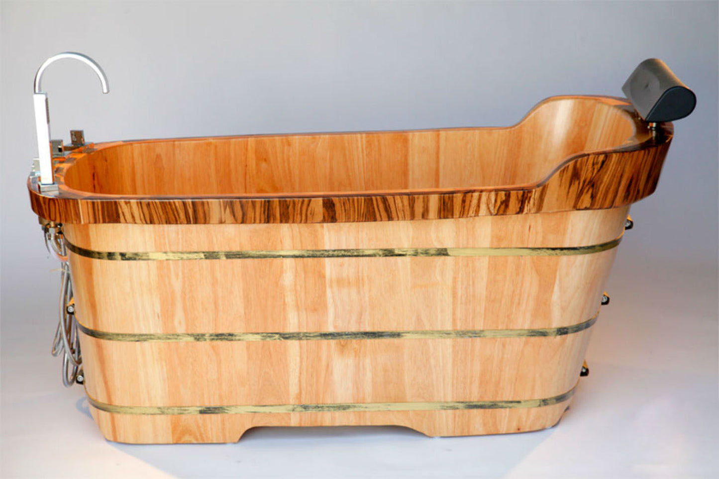 ALFI brand AB1148 59" Free Standing Wooden Bathtub with Chrome Tub Filler