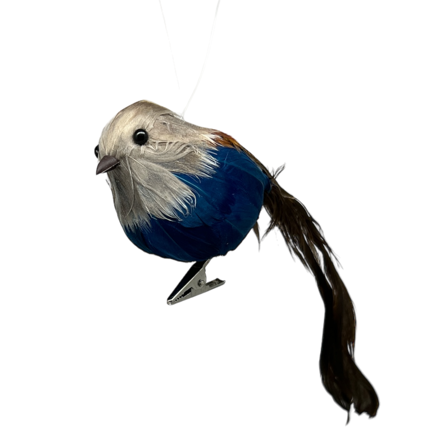 Holiday Bird Ornament - Blue With Brown