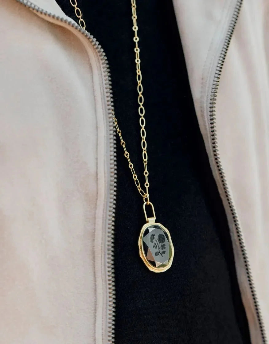 Linden Necklace 30" Carver Hematite