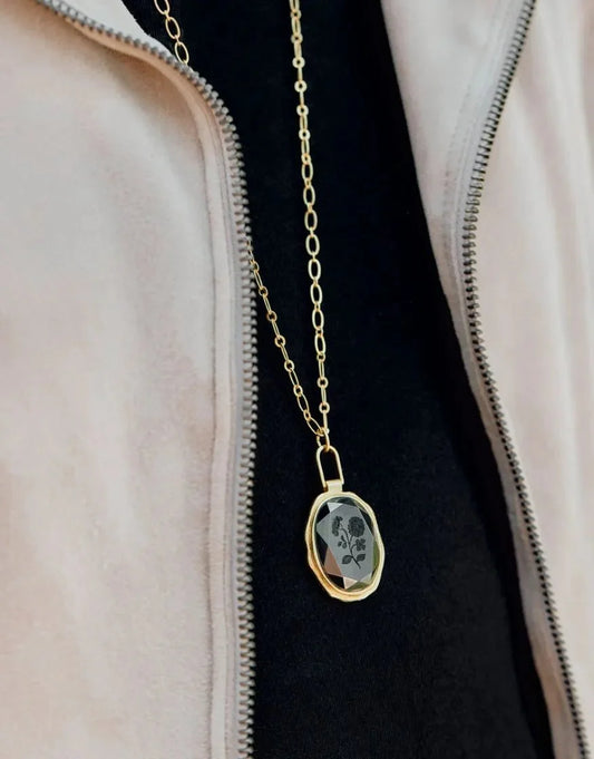 Linden Necklace 30" Carver Hematite