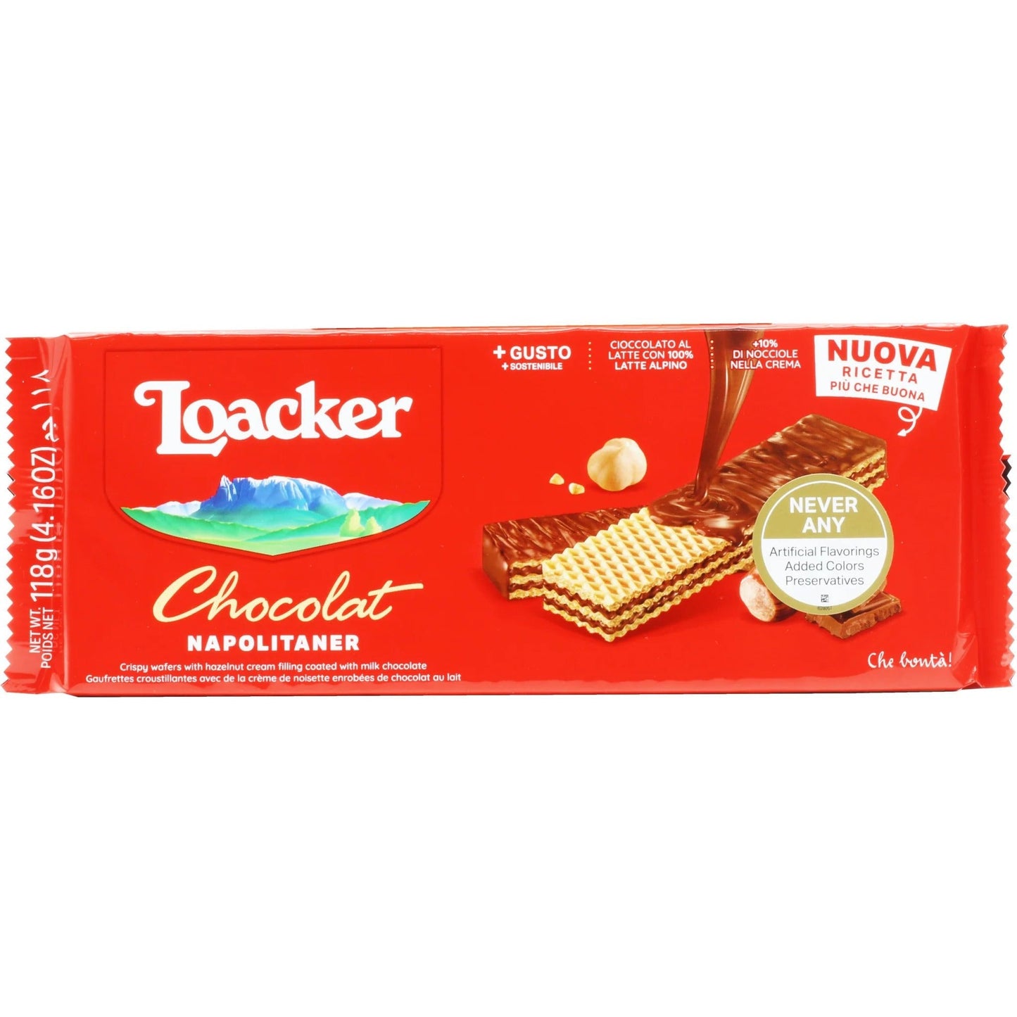 Loacker Chocolate Wafers - 118g Crispy Wafers with Napolitaner Cream Filling from Italy